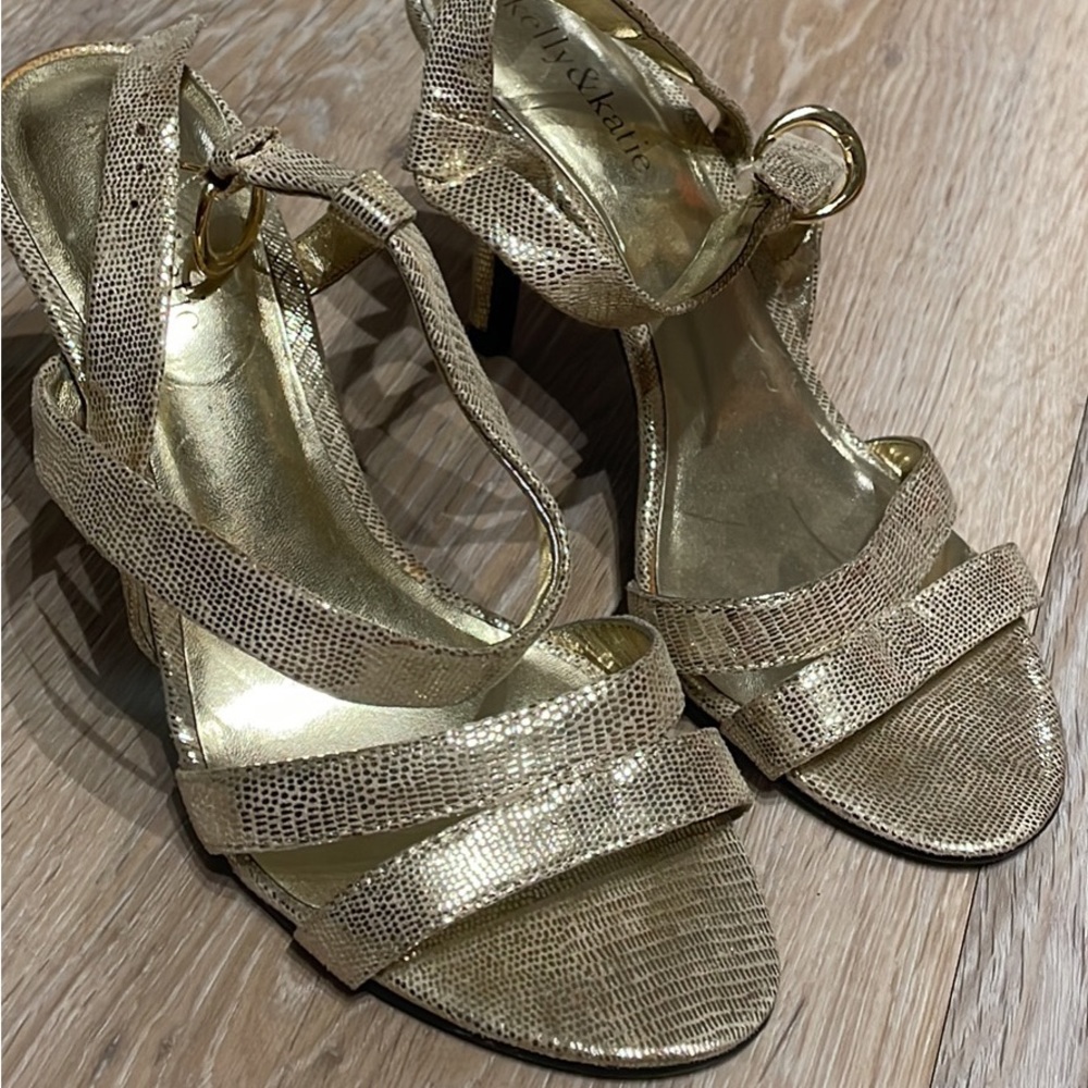 Kelly & Kate Shiny Gold Strappy Heels